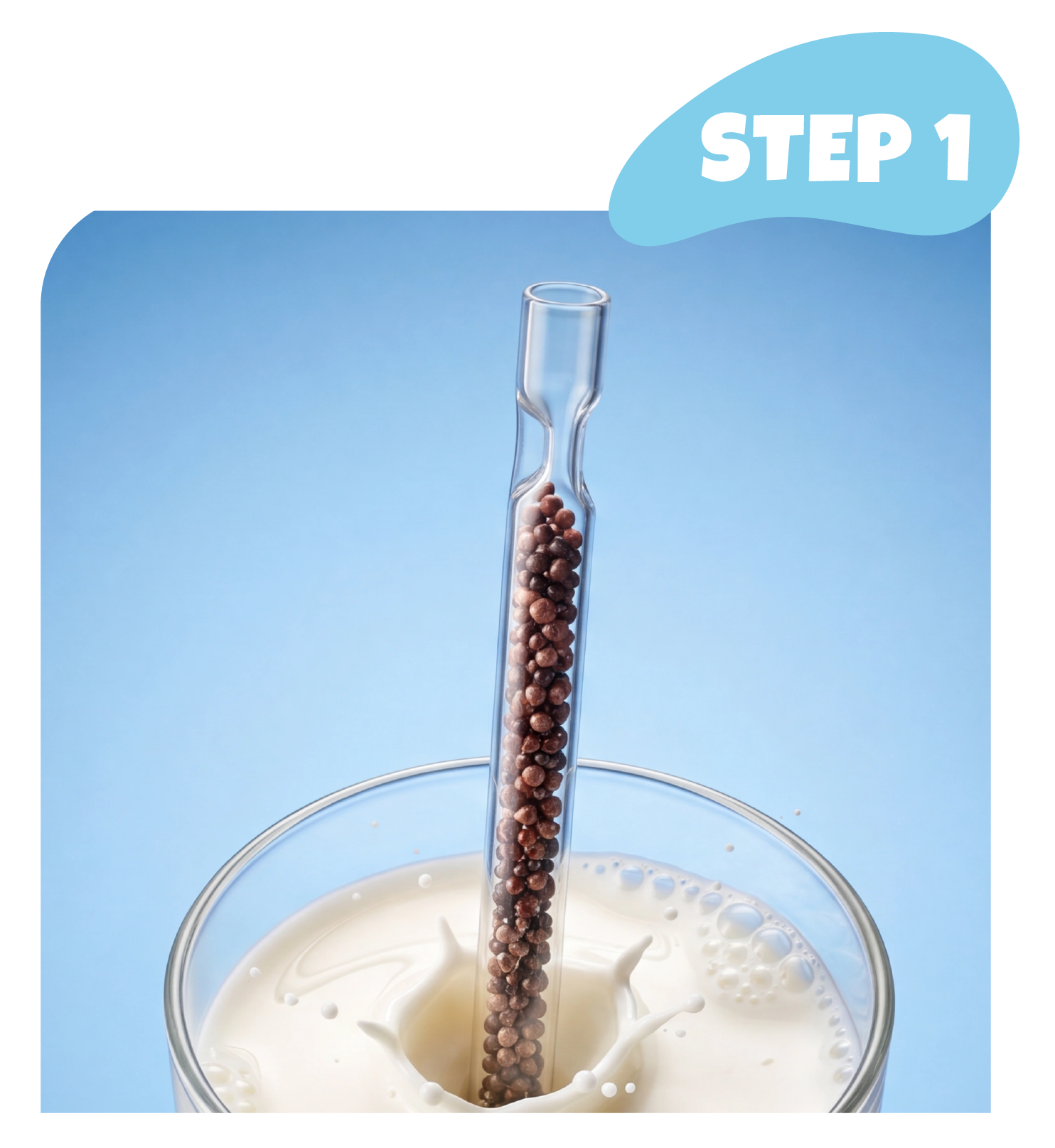 Step 1: immergi la cannuccia nel latte